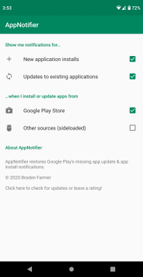 Screenshot of the application AppNotifier - #1