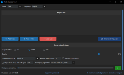 Screenshot of the application Photo Squeezer - #1