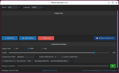 Screenshot of the application Photo Squeezer - #1