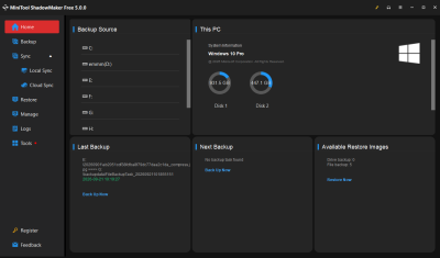 Screenshot of the application MiniTool ShadowMaker Free - #3