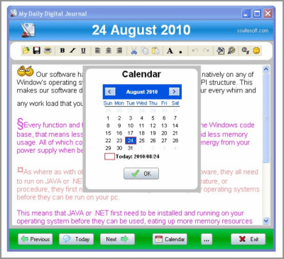 Screenshot of the application My Daily Digital Journal - #2