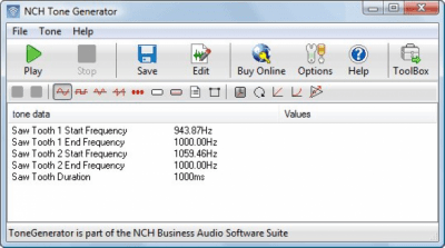 Screenshot of the application NCH Tone Generator - #1