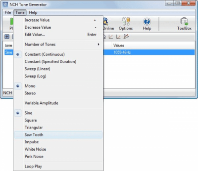 Screenshot of the application NCH Tone Generator - #2