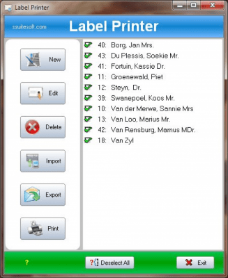 Screenshot of the application SSuite Office - Label Printer - #1