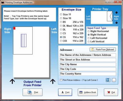 Screenshot of the application SSuite Office - Envelope Printer - #1