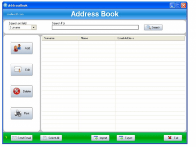 Screenshot of the application SSuite Office - Address Book Portable - #1
