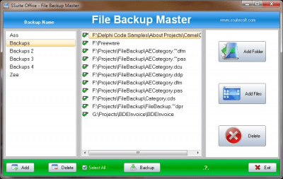 Screenshot of the application SSuite Office - Backup Master - #1