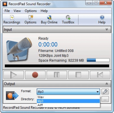 Screenshot of the application RecordPad Sound Recording - #1