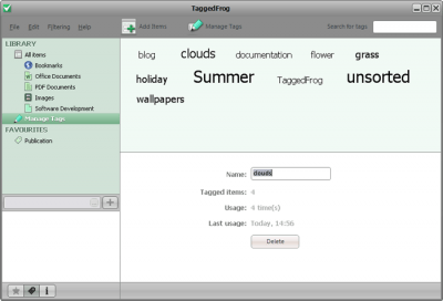 Screenshot of the application TaggedFrog - #2