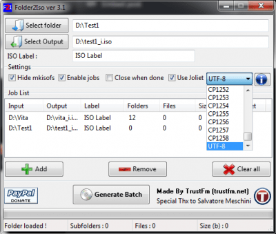 Screenshot of the application Folder2Iso - #2