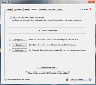 Screenshot of the application EarthDesk - #2