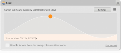 Screenshot of the application f.lux - #2