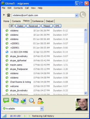 Screenshot of the application Gizmo5 - #2