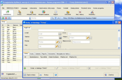 Screenshot of the application Personal Customer Base - #1