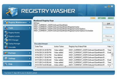 Screenshot of the application Registry Washer - #1
