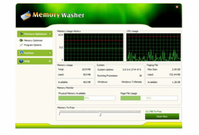 Screenshot of the application Memory Washer - #3