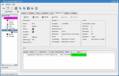 Screenshot of the application Bacula - #2