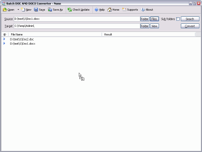 Screenshot of the application Batch DOC and DOCX Converter - #2