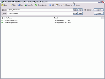 Screenshot of the application Batch DOC and DOCX Converter - #4
