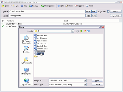 Screenshot of the application Batch DOC and DOCX Converter - #5
