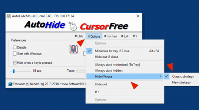 Screenshot of the application AutoHideMouseCursor - #1