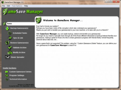Screenshot of the application GameSave Manager - #1