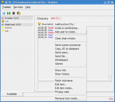 Screenshot of the application Tkabber - #2