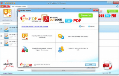 Screenshot of the application FoxPDF MSG to PDF Converter - #1