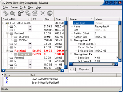 Screenshot of the application R-Linux for Windows - #1