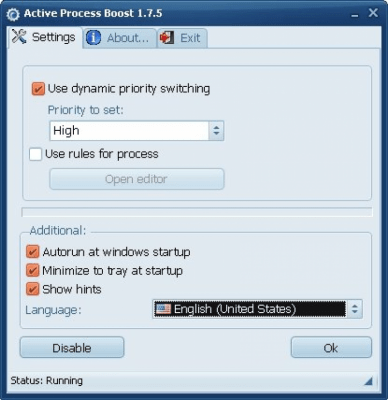 Screenshot of the application Active Process Boost - #1