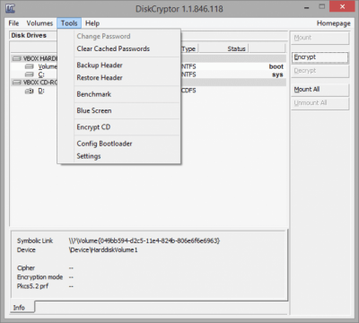 Screenshot of the application DiskCryptor - #3