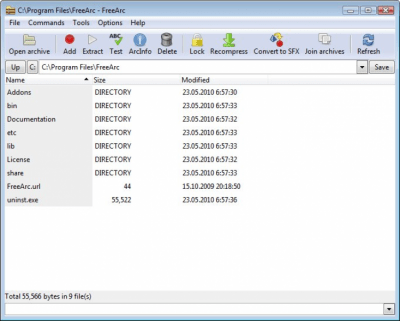 Screenshot of the application FreeArc Portable - #1