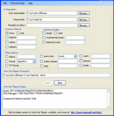 Screenshot of the application John the Ripper - #1