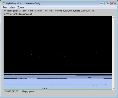 Screenshot of the application MyDefrag - #2