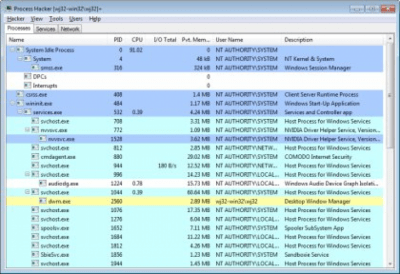 Screenshot of the application Process Hacker Portable - #1