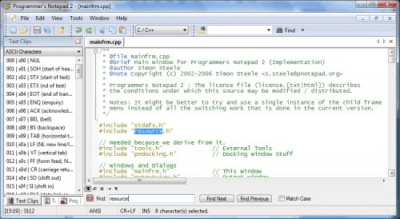 Screenshot of the application Programmers Notepad - #1