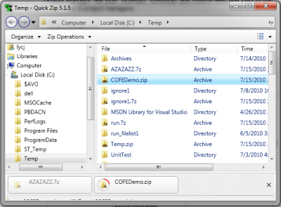Screenshot of the application QuickZip - #1