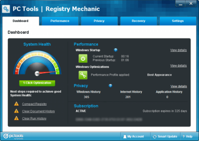 Screenshot of the application Registry Mechanic - #1