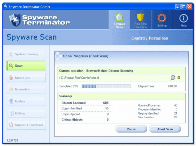 Screenshot of the application Spyware Terminator - #1
