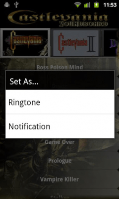Screenshot of the application Castlevania Soundboard - #2