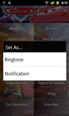 Screenshot of the application Cars Soundboard - #2