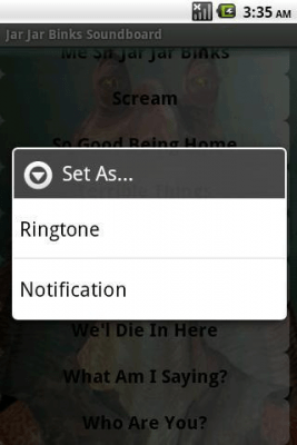 Screenshot of the application Jar Jar Binks Soundboard - #2