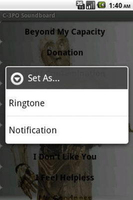 Screenshot of the application C-3PO Soundboard - #2