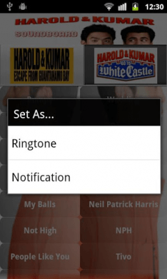 Screenshot of the application Harold And Kumar Soundboard - #2