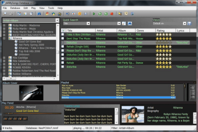 Screenshot of the application AllMySongs Database - #1