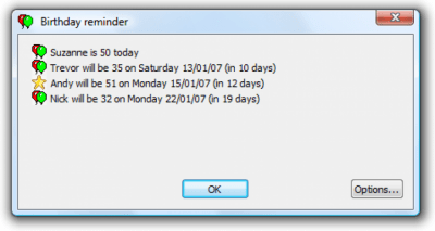 Screenshot of the application Birthday Reminder Portable - #1