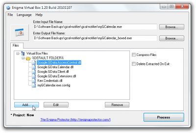 Screenshot of the application Enigma Virtual Box - #1