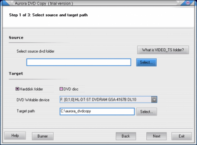 Screenshot of the application Aurora DVD Copy - #1