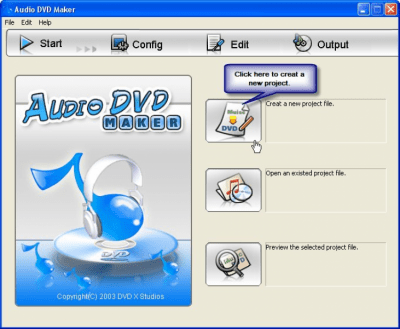 Screenshot of the application Audio DVD Maker - #1