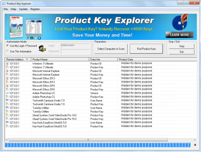 Screenshot of the application Product Key Explorer - #1